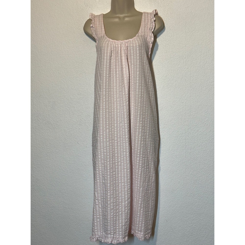 Vermont Country Store Pink Striped Seersucker Ruffle Nightgown 2X VT-77067